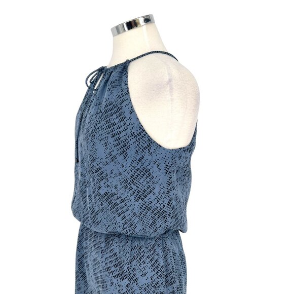 Parker Silk Halter Printed Mini Dress Blue Black Size Small - Picture 5 of 11